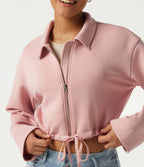 Long Sleeve Casual Shacket with Pockets — Peach Pomelo Pink — view 6