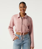 Long Sleeve Casual Shacket with Pockets — Peach Pomelo Pink — view 1