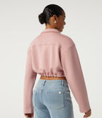 Long Sleeve Casual Shacket with Pockets — Peach Pomelo Pink — view 2