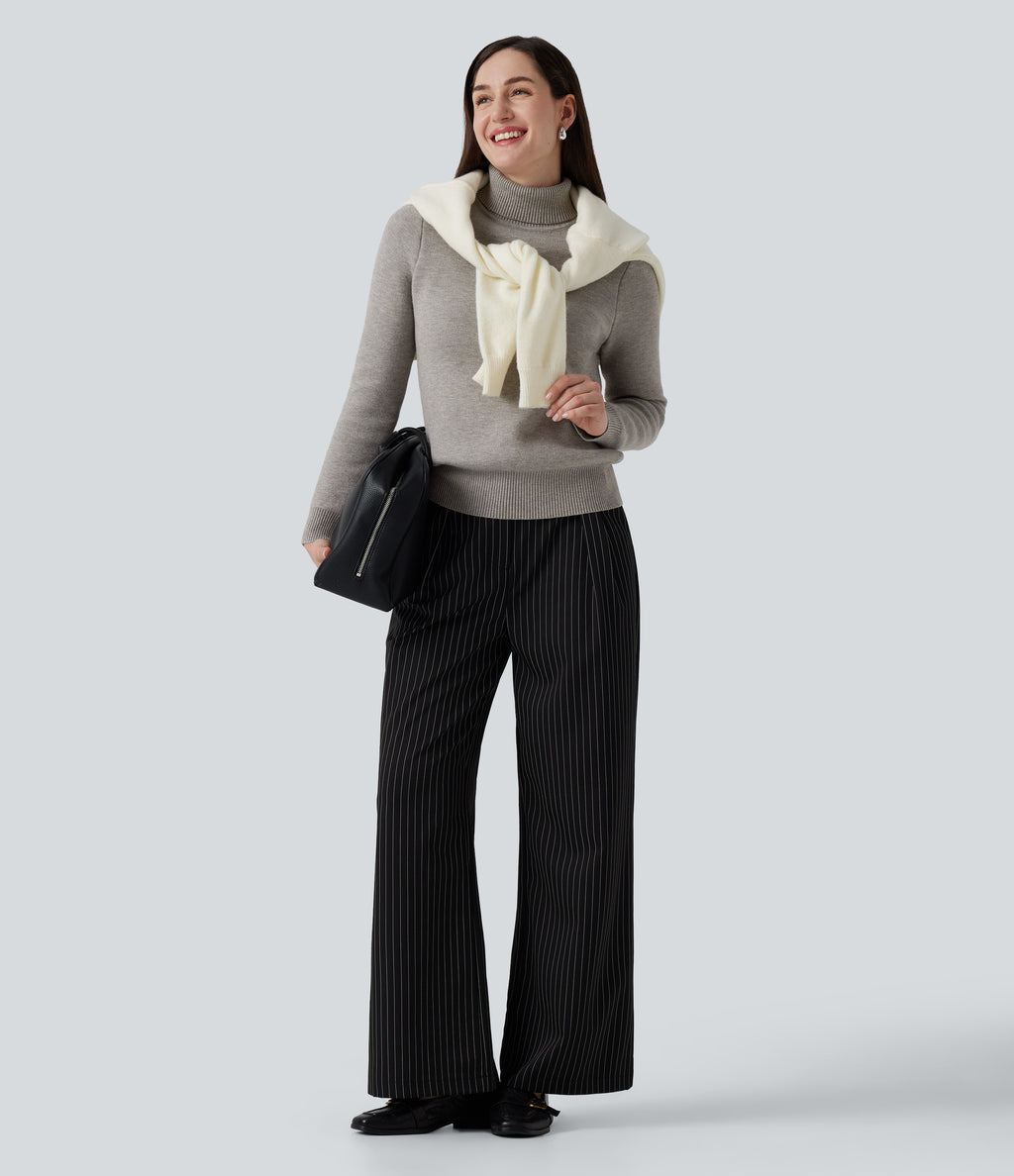 High Neck Long Sleeve Work Jumper — Porpoise — view 6