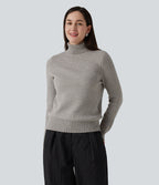 High Neck Long Sleeve Work Jumper — Porpoise — view 3