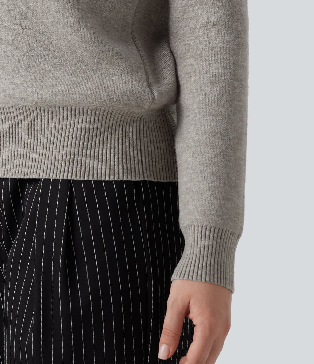 High Neck Long Sleeve Work Jumper — Porpoise — view 5