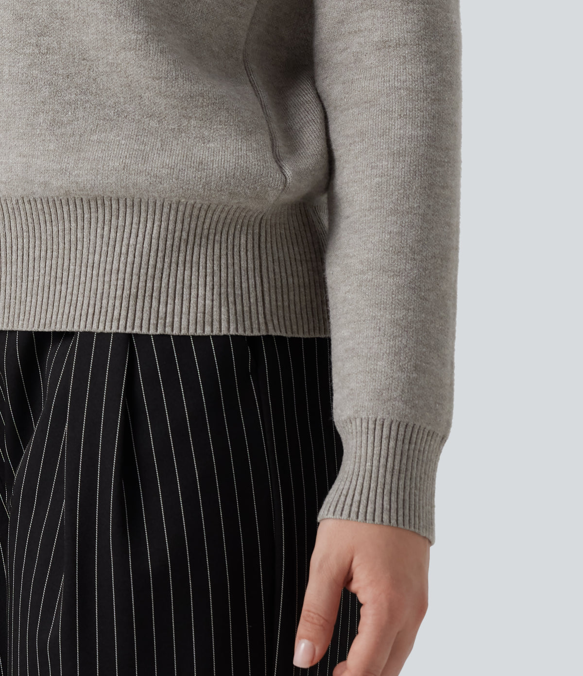 High Neck Long Sleeve Work Jumper — Porpoise — view 5