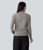 High Neck Long Sleeve Work Jumper — Porpoise — view 2