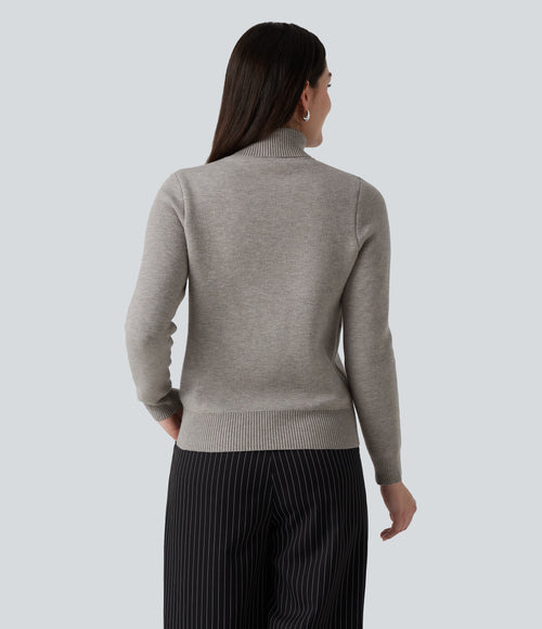 High Neck Long Sleeve Work Jumper — Porpoise — view 2
