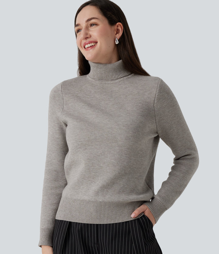 High Neck Long Sleeve Work Jumper — Porpoise — view 1