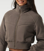 Stand Collar Long Sleeve Casual Padded Jacket — Walnut — view 5