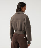 Stand Collar Long Sleeve Casual Padded Jacket — Walnut — view 2