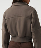 Stand Collar Long Sleeve Casual Padded Jacket — Walnut — view 6