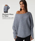 Long Sleeve Curved Hem Casual Jumper with Thumbholes — Tradewinds — view 1
