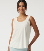 Round Neck Cut-Out Back Contrast Mesh InstantCool Quick Dry Running Tank Top — White — view 4