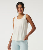 Round Neck Cut-Out Back Contrast Mesh InstantCool Quick Dry Running Tank Top — White — view 2