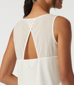 Round Neck Cut-Out Back Contrast Mesh InstantCool Quick Dry Running Tank Top — White — view 6
