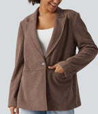 Notched Collar Long Sleeve Corduroy Casual Blazer with Pockets — Coca Mocha — view 5