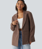 Notched Collar Long Sleeve Corduroy Casual Blazer with Pockets — Coca Mocha — view 4