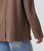 Notched Collar Long Sleeve Corduroy Casual Blazer with Pockets — Coca Mocha — view 6