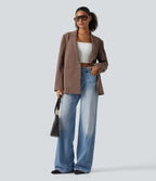 Notched Collar Long Sleeve Corduroy Casual Blazer with Pockets — Coca Mocha — view 7