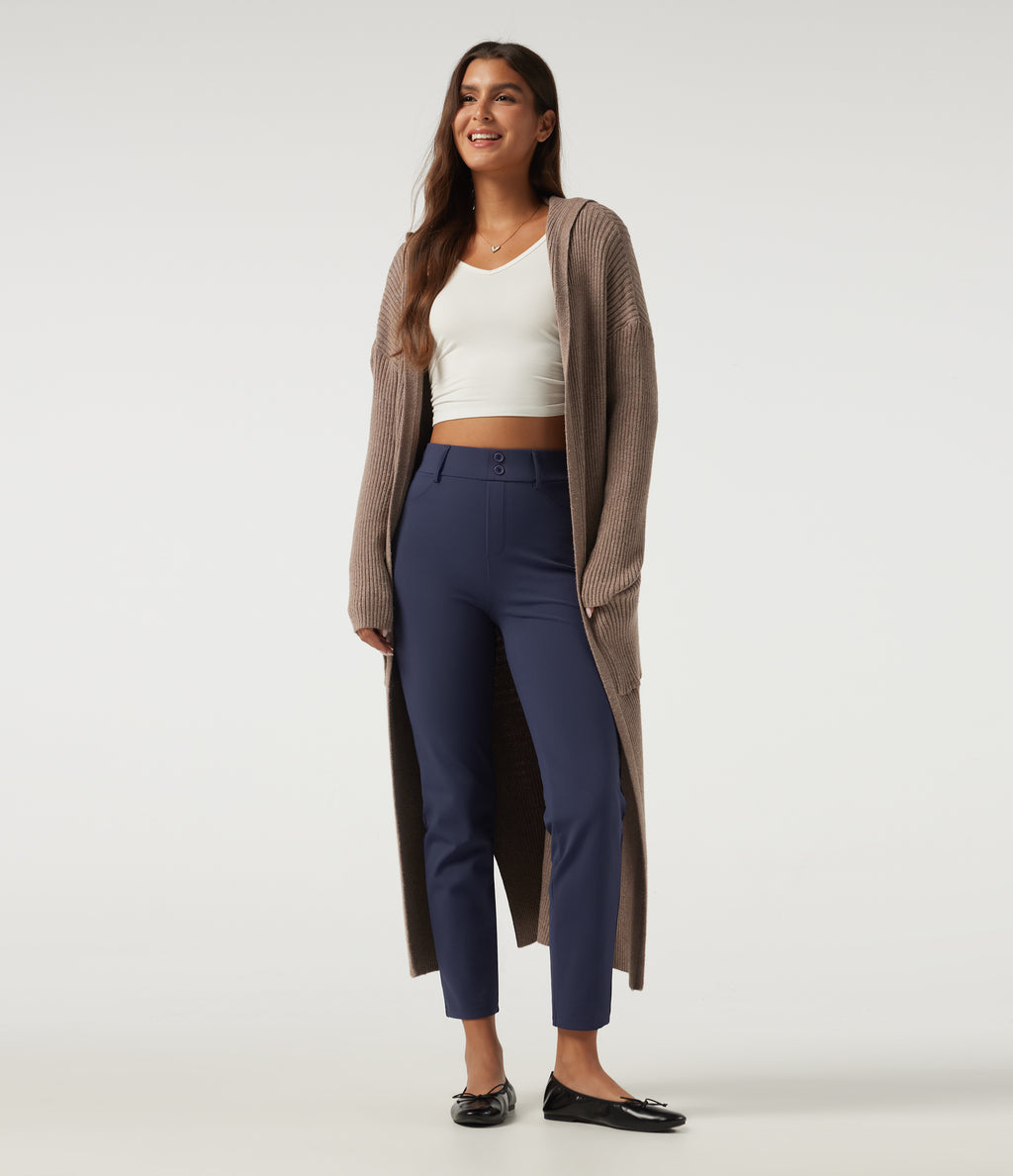 Plush Thermal High Waisted Skinny Casual Trousers with Pockets — Overture — view 8