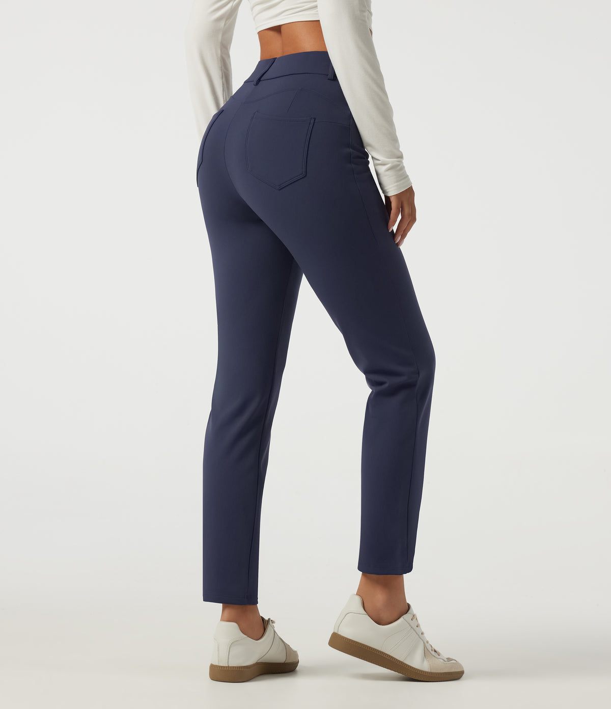 Plush Thermal High Waisted Skinny Casual Trousers with Pockets — Overture — view 2