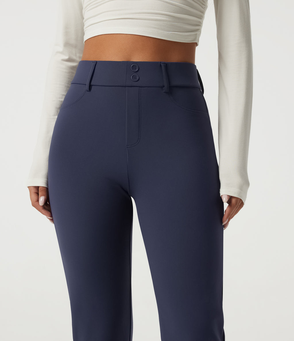 Plush Thermal High Waisted Skinny Casual Trousers with Pockets — Overture — view 4