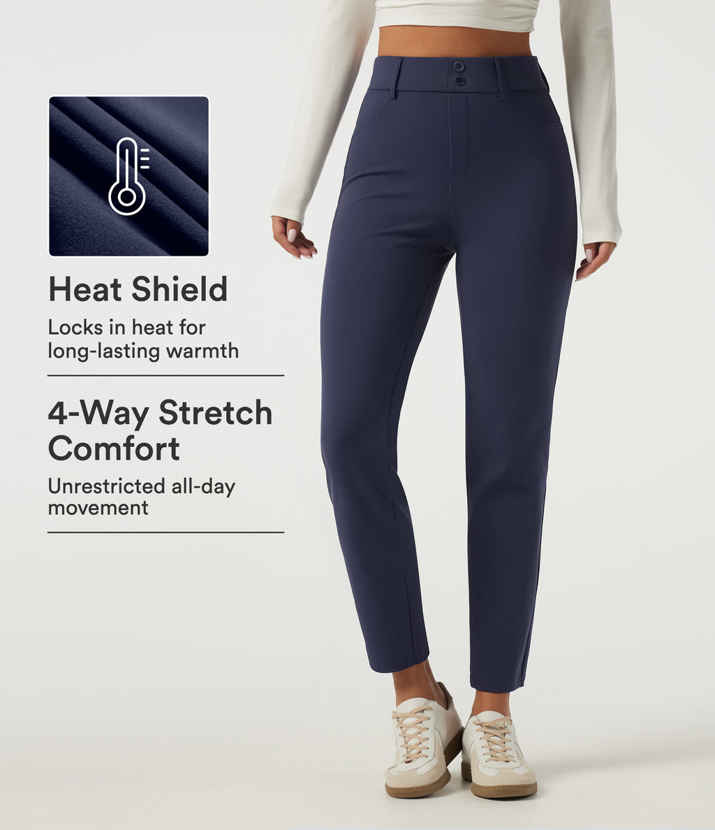 Plush Thermal High Waisted Skinny Casual Trousers with Pockets — Overture — view 1