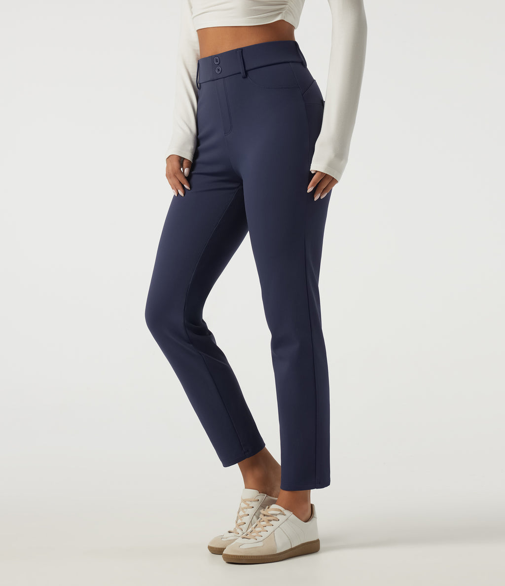 Plush Thermal High Waisted Skinny Casual Trousers with Pockets — Overture — view 3