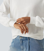 Hooded Drop Shoulder Long Sleeve Waffle Casual Sweatshirt — White — view 6