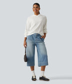 Hooded Drop Shoulder Long Sleeve Waffle Casual Sweatshirt — White — view 7