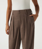 High Waisted Corduroy Casual Trousers with Pockets — Acorn — view 4