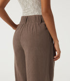 High Waisted Corduroy Casual Trousers with Pockets — Acorn — view 5