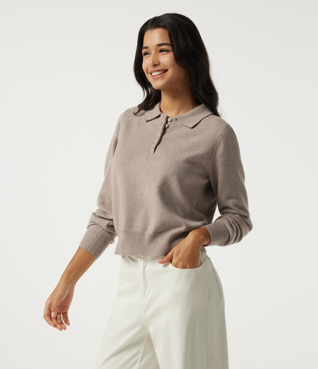 Polo Long Sleeve Work Jumper — Savannah Tan — view 3
