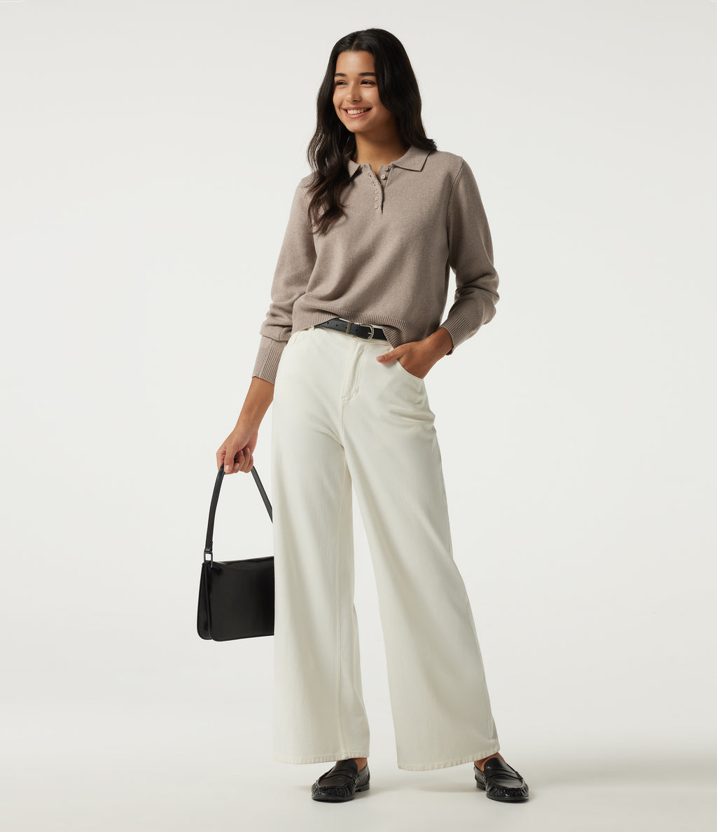 Polo Long Sleeve Work Jumper — Savannah Tan — view 7