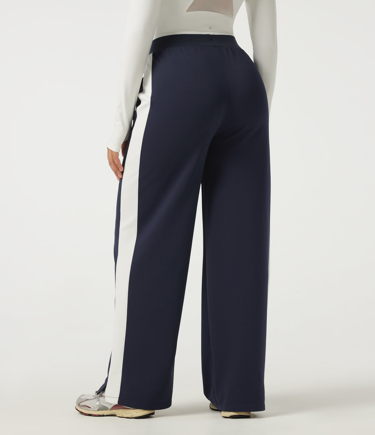 High Waisted Drawstring Straight Leg Color Block Casual Sweatpants with Pockets — Overture — view 2
