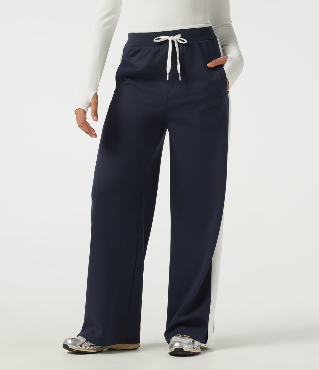 High Waisted Drawstring Straight Leg Color Block Casual Sweatpants with Pockets — Overture — view 3