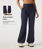 Wrinkle Recovery Mid Rise Drawstring Quick Dry Hiking Trousers with Pockets-UPF40+ — Peacoat — view 1