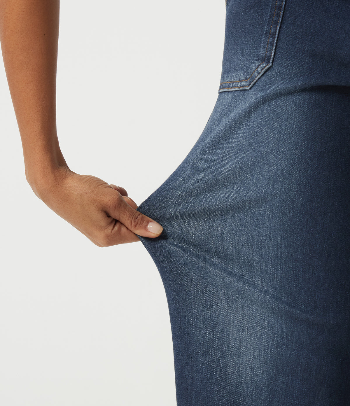 Mid Rise Straight Leg Rolled Hem Casual Cotton Jeans with Pockets — Muted Slate Indigo — view 7