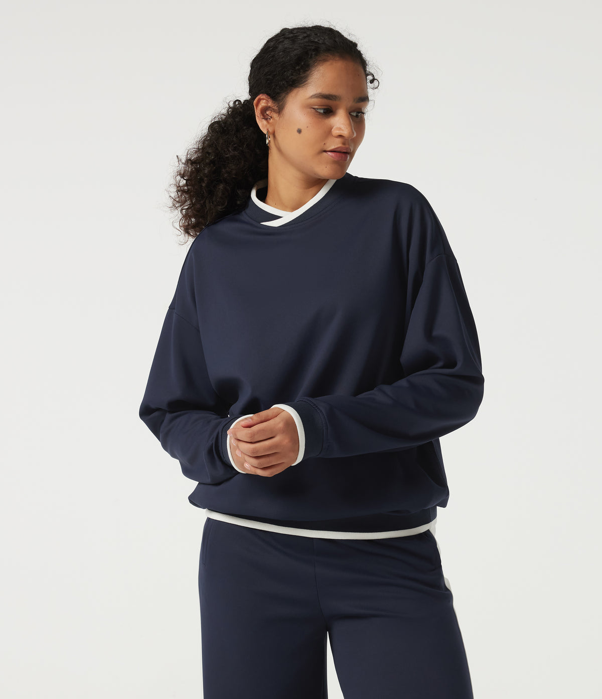 Mock Neck Long Sleeve Casual Pullover Sports Sweatshirt — Overture — view 4