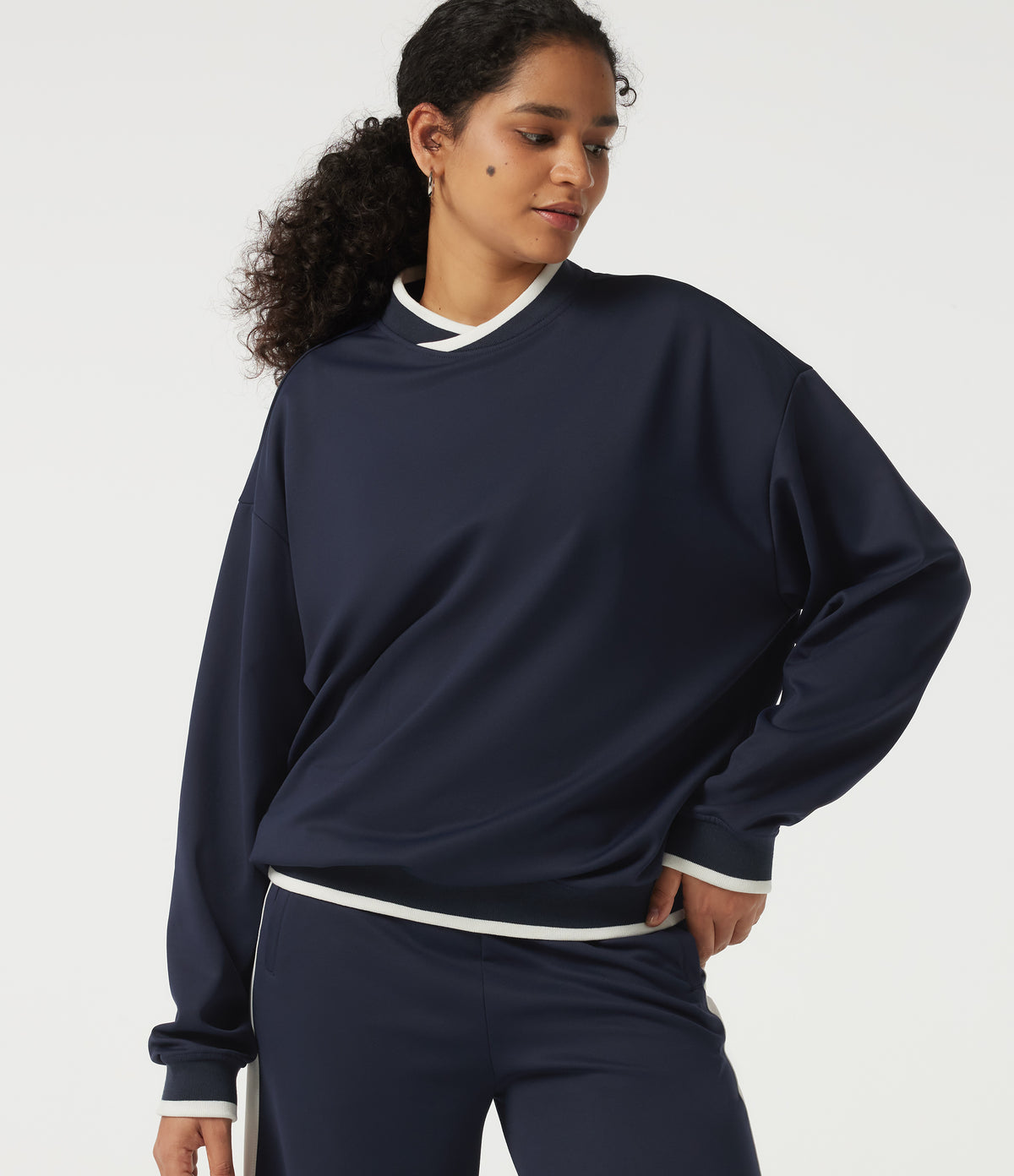 Mock Neck Long Sleeve Casual Pullover Sports Sweatshirt — Overture — view 1