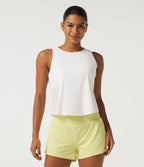 Airy InstantCool Round neck Contrast Mesh Curved Hem Running Tank Top — White — view 4