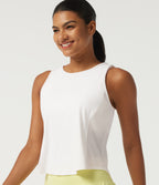 Airy InstantCool Round neck Contrast Mesh Curved Hem Running Tank Top — White — view 1