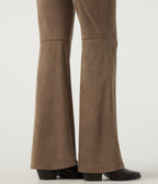 High Waisted Bootcut Suede Casual Trousers with Pockets — Coca Mocha — view 6