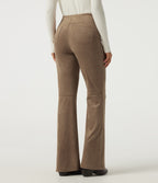 High Waisted Bootcut Suede Casual Trousers with Pockets — Coca Mocha — view 2