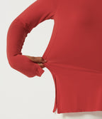 Boat Neck Long Sleeve Keyhole Back Casual Top with Thumbholes — Rubicondo — view 8