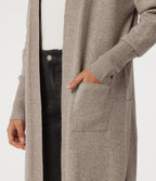 Long Sleeve Open Front Casual Cardigan with Pockets — Doeskin — view 5