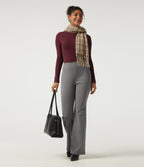 High Waisted Flare Work Trousers with Pockets — Silent Storm — view 6
