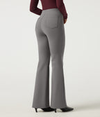 High Waisted Flare Work Trousers with Pockets — Silent Storm — view 2