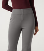 High Waisted Flare Work Trousers with Pockets — Silent Storm — view 4