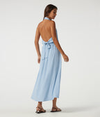 Halter Tie Back A-Line Casual Midi Dress — Thin Ice Blue — view 2