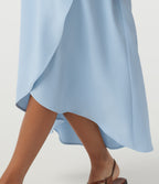 Halter Tie Back A-Line Casual Midi Dress — Thin Ice Blue — view 6