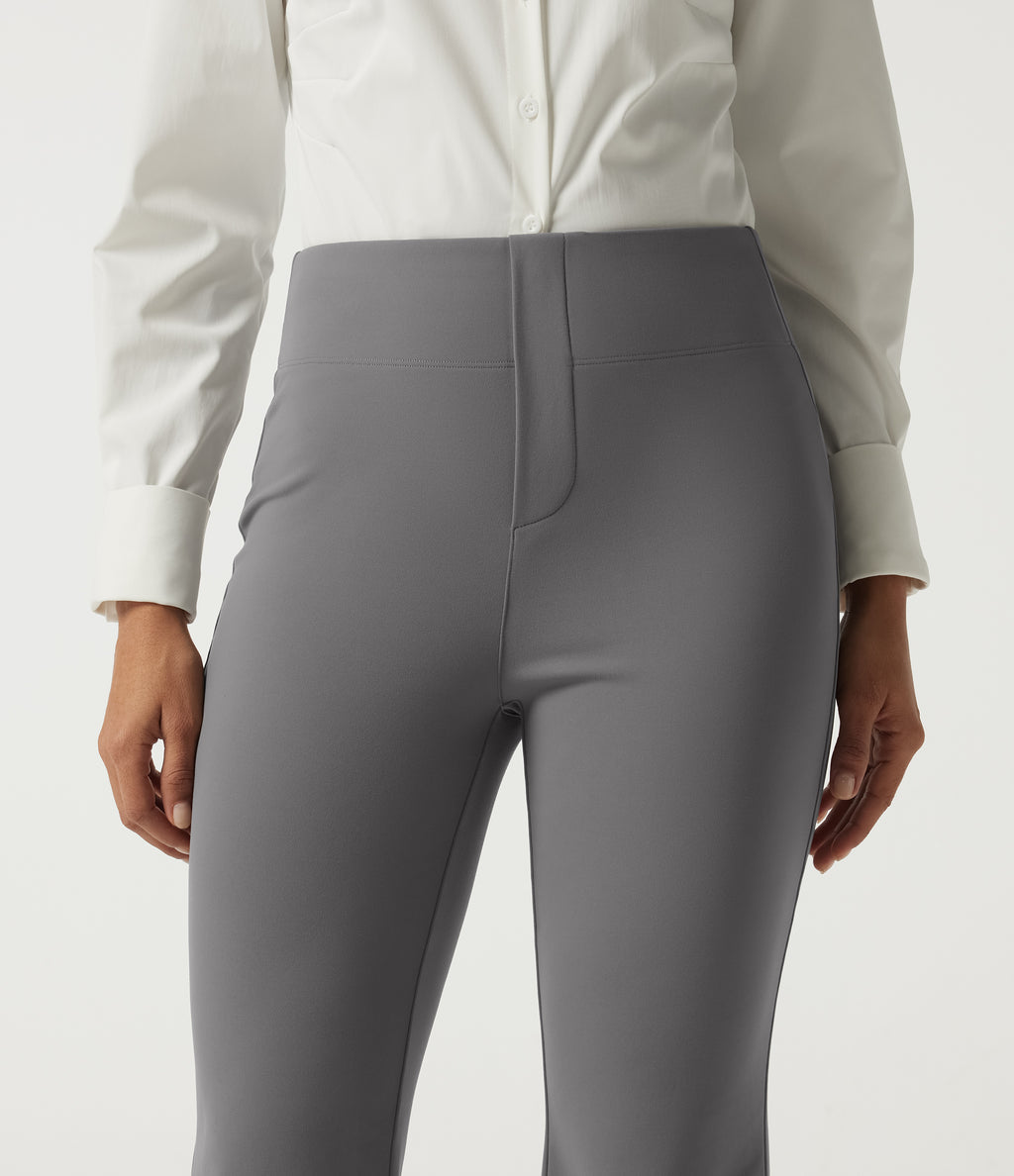High Waisted Flare Fleece Work Trousers with Pockets — Silent Storm — view 5
